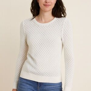 LOFT‎ White Textured Knit Pullover Lightweight Sweater – Size Small